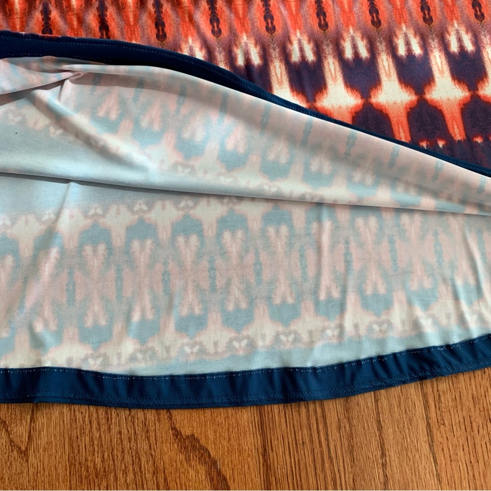 Vix Paula Hermanny Ikat print Peach Pink Cream Blue Jersey Halter Maxi Dress L - Picture 12 of 16